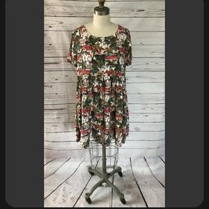 Tropical Island Paradise Large Babydoll Mini Dress Cover Up Vacation Palm Trees